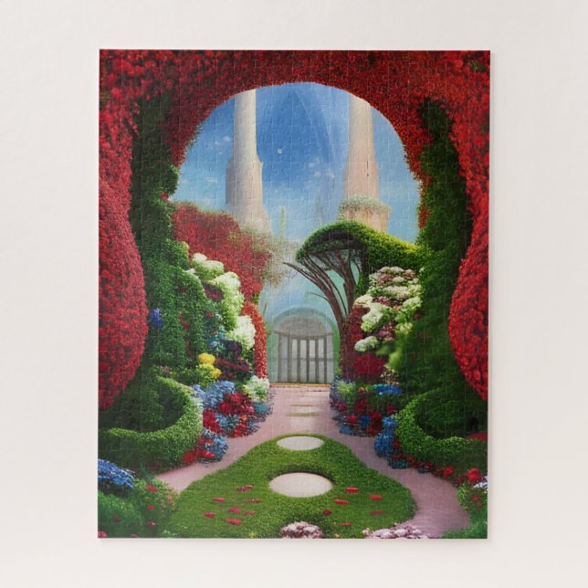 The Red Gardens Fantasy Digital Art     Jigsaw Puzzle (Vertical)