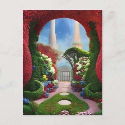 The Red Gardens Fantasy Digital Art   Postcard