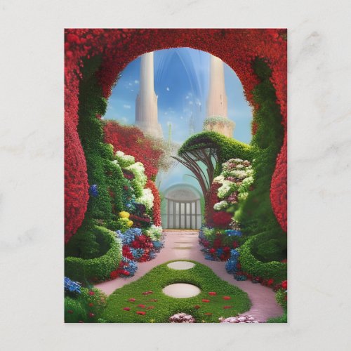 The Red Gardens Fantasy Digital Art  Postcard