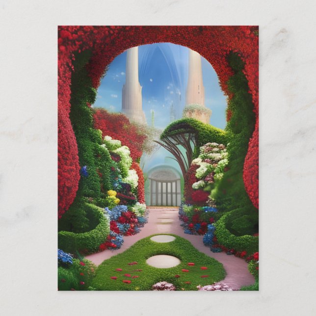 The Red Gardens Fantasy Digital Art  Postcard (Front)
