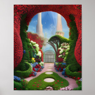 The Red Gardens Fantasy Digital Art Poster