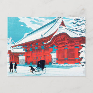 The Red Gate of Hongo in Snow by Hiroaki Takahashi Postcard