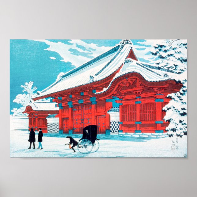 The Red Gate of Hongo in Snow by Hiroaki Takahashi Poster (Front)