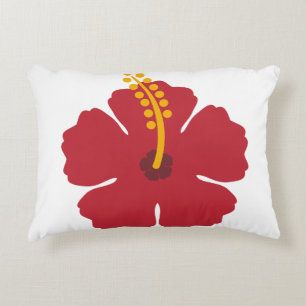 The Red Hibiscus Flower Accent Pillow