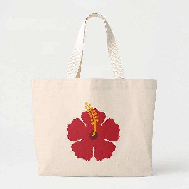 The Red Hibiscus Flower Large Tote Bag (Front)