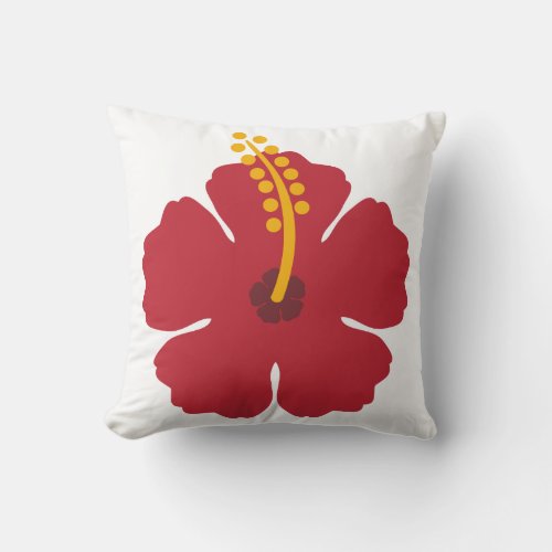 The Red Hibiscus Flower Throw Pillow