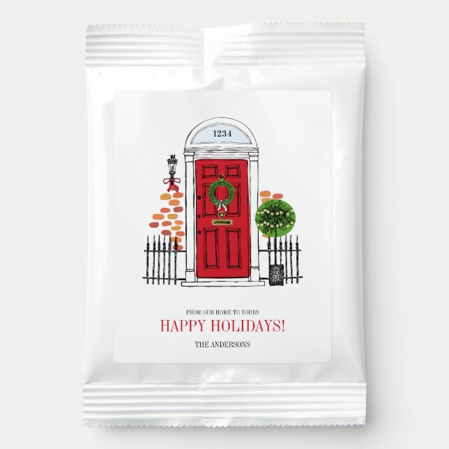 The Red Holiday Christmas Door Hot Chocolate Drink Mix (Front)