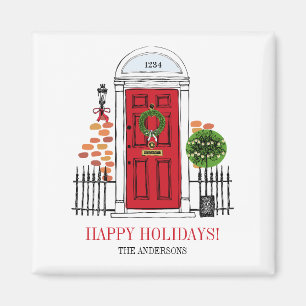 The Red Holiday Christmas Door Magnet