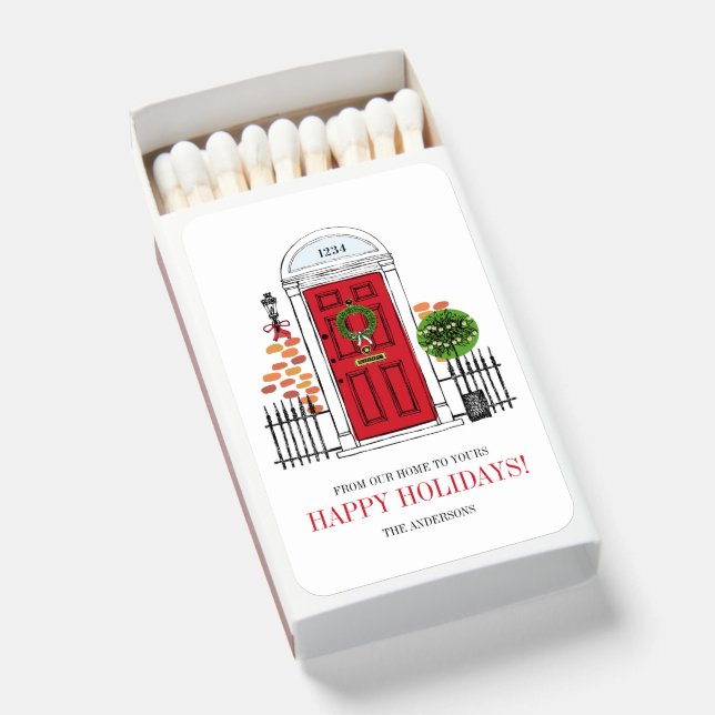The Red Holiday Christmas Door Matchboxes (Front Open)
