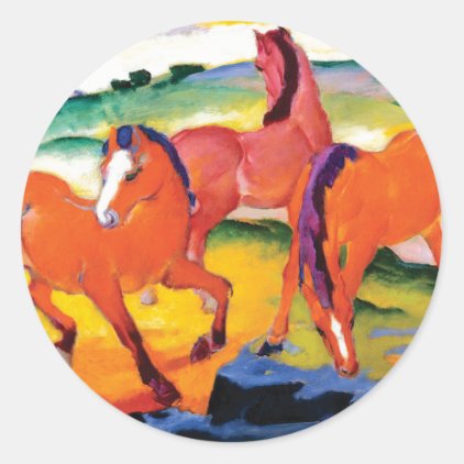 The Red Horses by Franz Marc Classic Round Sticker