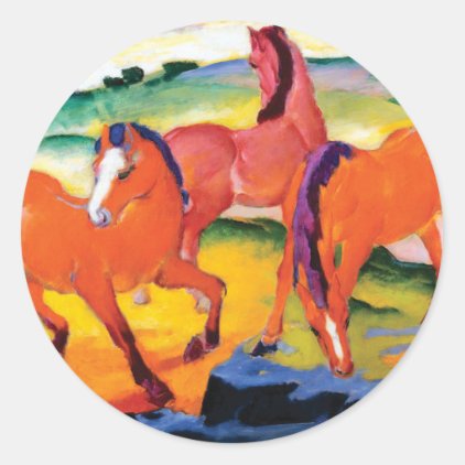 The Red Horses by Franz Marc Classic Round Sticker