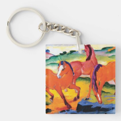 The Red Horses by Franz Marc Keychain