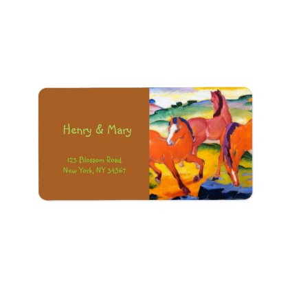 The Red Horses by Franz Marc Label