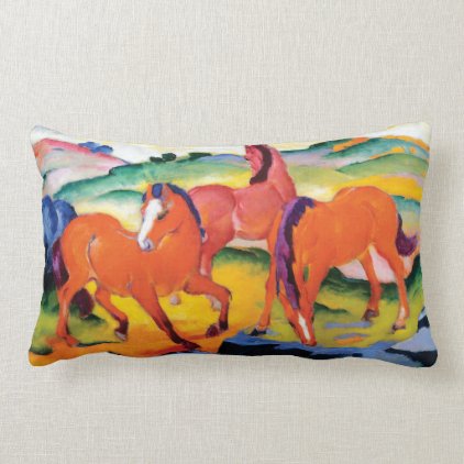 The Red Horses by Franz Marc Lumbar Pillow