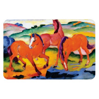 The Red Horses by Franz Marc Magnet