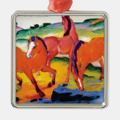 The Red Horses by Franz Marc Metal Ornament