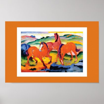 The Red Horses by Franz Marc Poster
