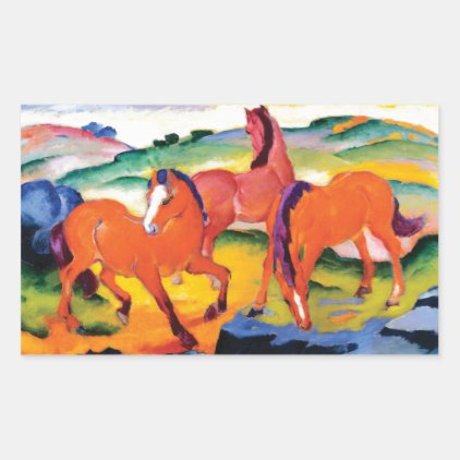 The Red Horses by Franz Marc Rectangular Sticker