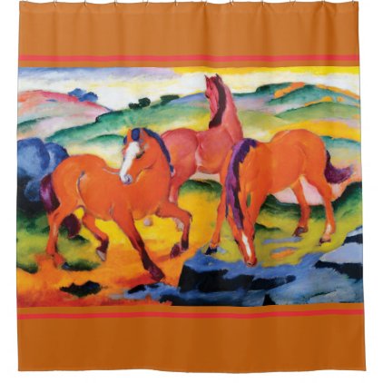 The Red Horses by Franz Marc Shower Curtain