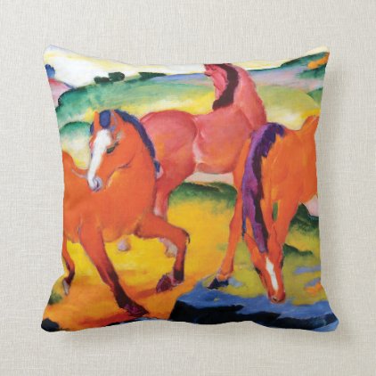 The Red Horses by Franz Marc Throw Pillow