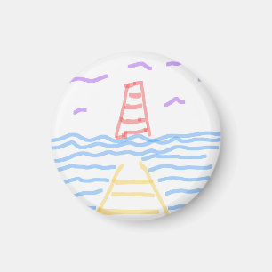 The Red Lighthouse and the Yellow Pier Magnet