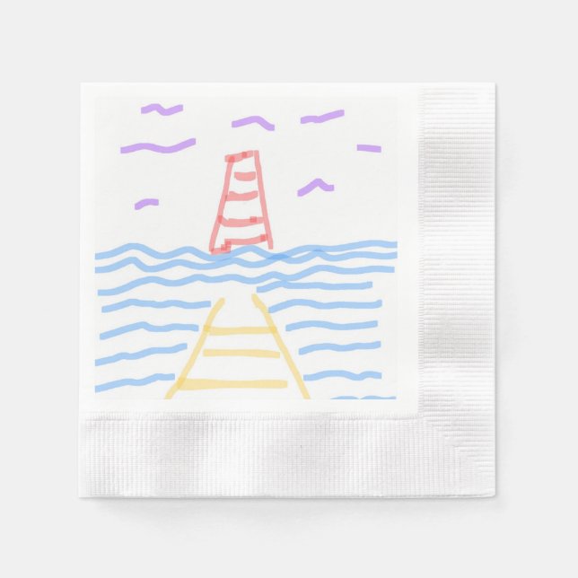 The Red Lighthouse and the YellowPier Paper Napkin (Front)