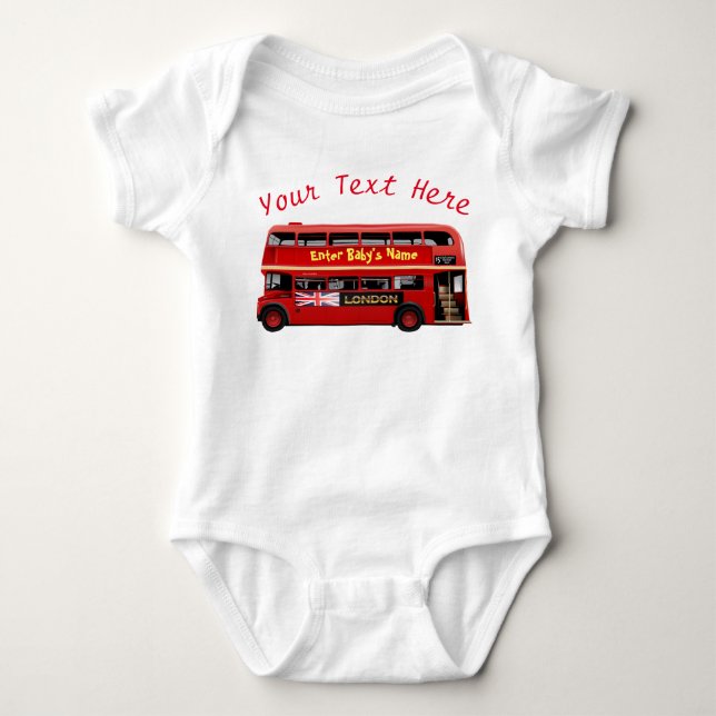 The Red London Bus Baby Bodysuit (Front)