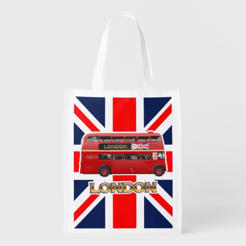 The Red London Double Decker Bus Grocery Bag