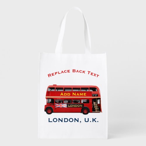 The Red London Double Decker Bus Reusable Grocery Bag