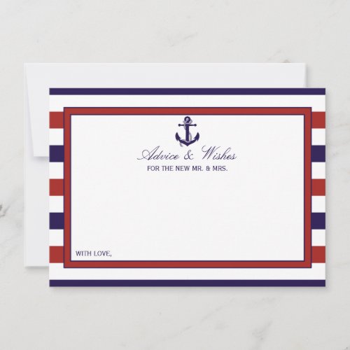 The Red  Navy Nautical Anchor Wedding Collection Advice Card