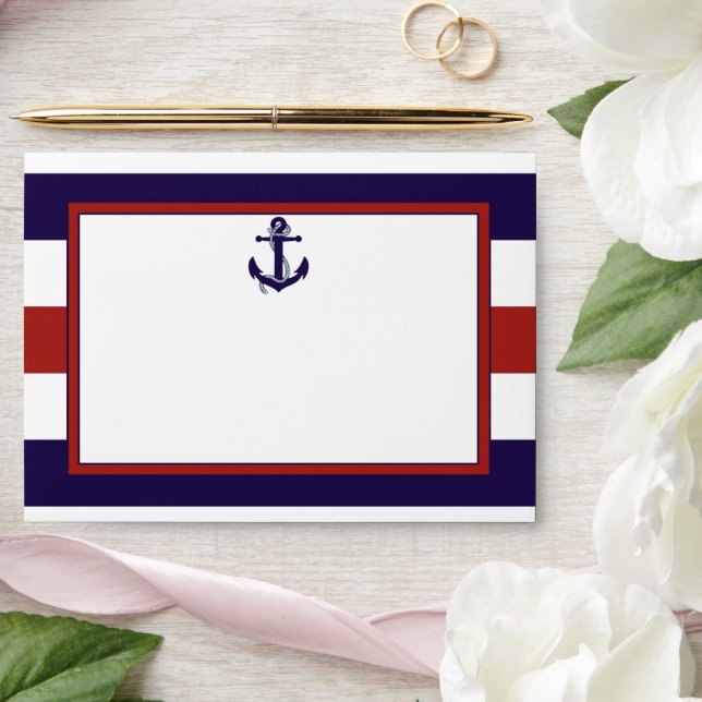 The Red & Navy Nautical Anchor Wedding Collection Envelope (Wedding)