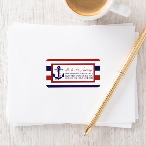 The Red  Navy Nautical Anchor Wedding Collection Label