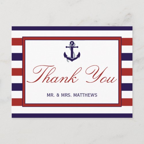 The Red  Navy Nautical Anchor Wedding Collection Postcard