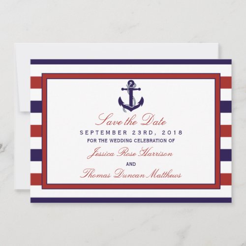 The Red  Navy Nautical Anchor Wedding Collection Save The Date