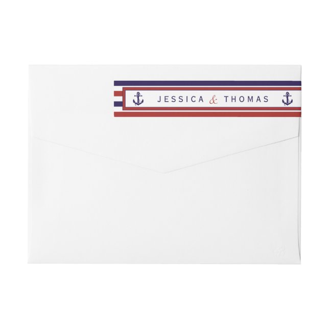 The Red & Navy Nautical Anchor Wedding Collection Wrap Around Label (Back)