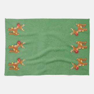 the Red Nose Reindeer Christmas Green Towel