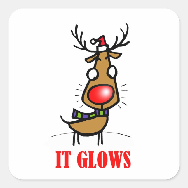 THE RED NOSE REINDEER SQUARE STICKER (Front)