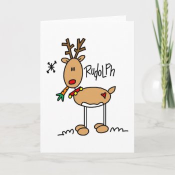 The Red Nosed Reigndeer Card by stick_figures at Zazzle