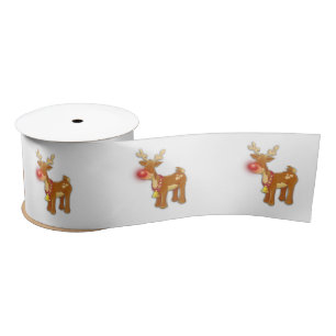 the Red Nosed Reindeer White Satin Ribbon