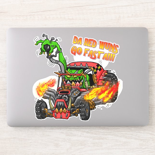 The Red Ones Go Faster Ork Buggie Sticker (Computer)