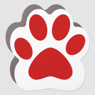 The Red Paw Print Car Magnet
