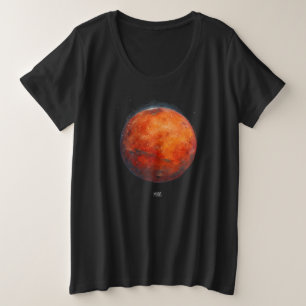 The Red Planet: Mars Watercolor Plus Size T-Shirt