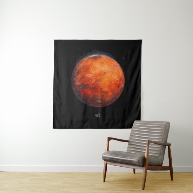 The Red Planet: Mars Watercolor Tapestry (In Situ)