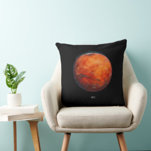 The Red Planet: Mars Watercolor Throw Pillow