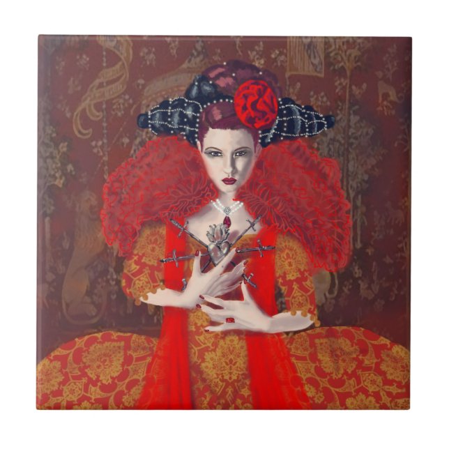 The Red Queen. Ceramic Tile (Front)