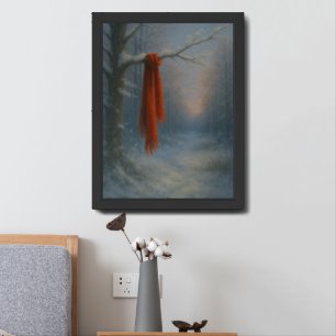 The Red Scarf – Bright Against the Stillness Framed Art