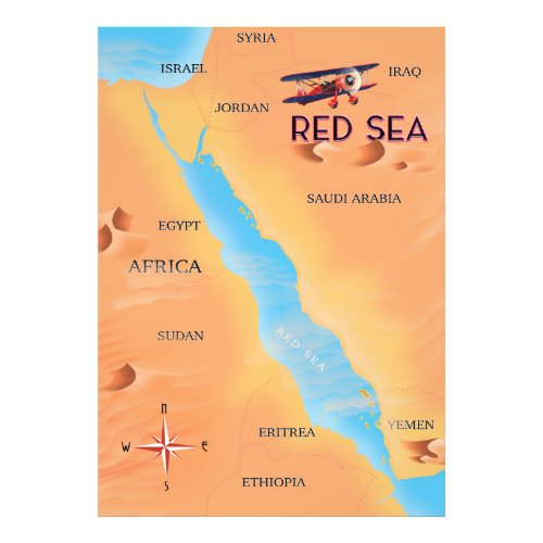 The Red Sea Travel Map Photo Print