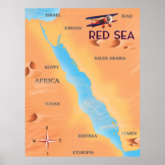 The Red Sea Travel Map Poster (Front)