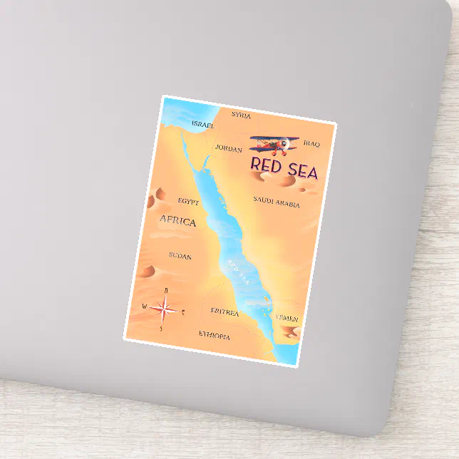 Doaba Map Sticker The Red Sea Travel Map Sticker | Zazzle
