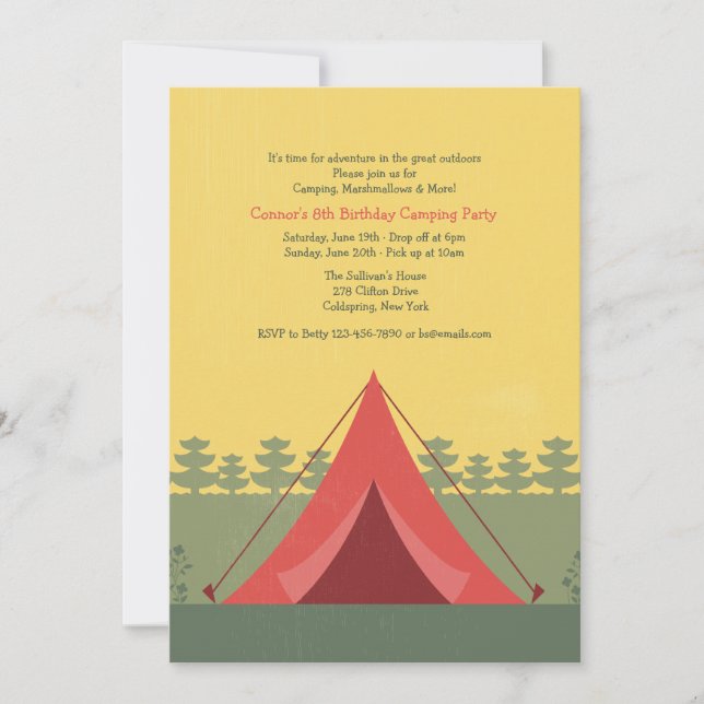 The Red Tent Camping Invitation (Front)